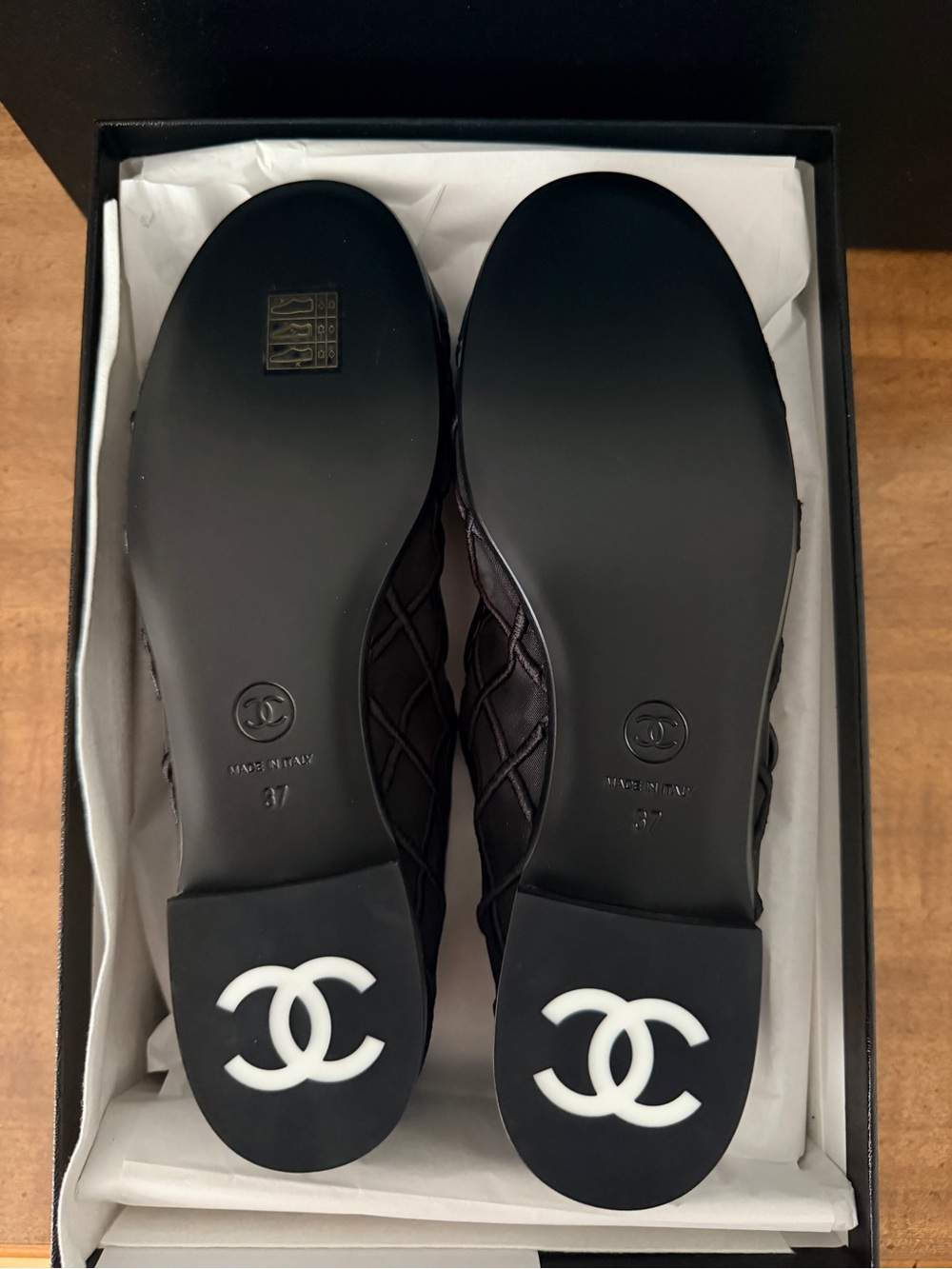 CHANEL Black Quilted Mary Jane Flats with Gold CC - Picture 8 of 8